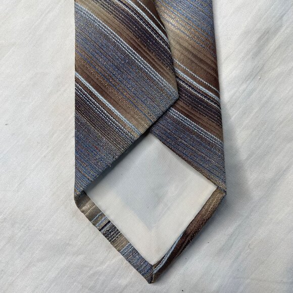 Tonino Firenze Mens Dress Necktie Metalic Striped Formal Wedding  56 in u Copper - Picture 3 of 4